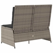 vidaXL Medium Poly Rattan And Powder-Coated Steel Reclining Garden Bench in Grey