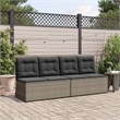 vidaXL Medium Poly Rattan And Powder-Coated Steel Reclining Garden Bench in Grey