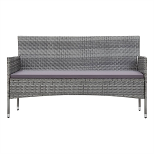 vidaXL 3-Seater PE Rattan And Steel And Polyester Fabric Sofa in Grey