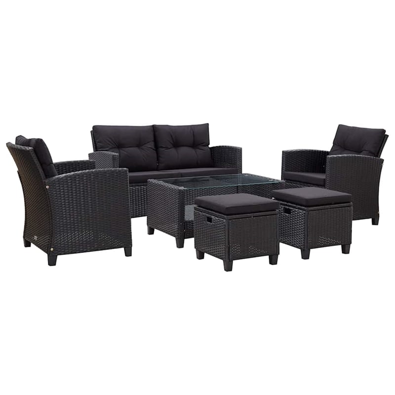 vidaXL 6 Pcs Garden Sofa Set in Black