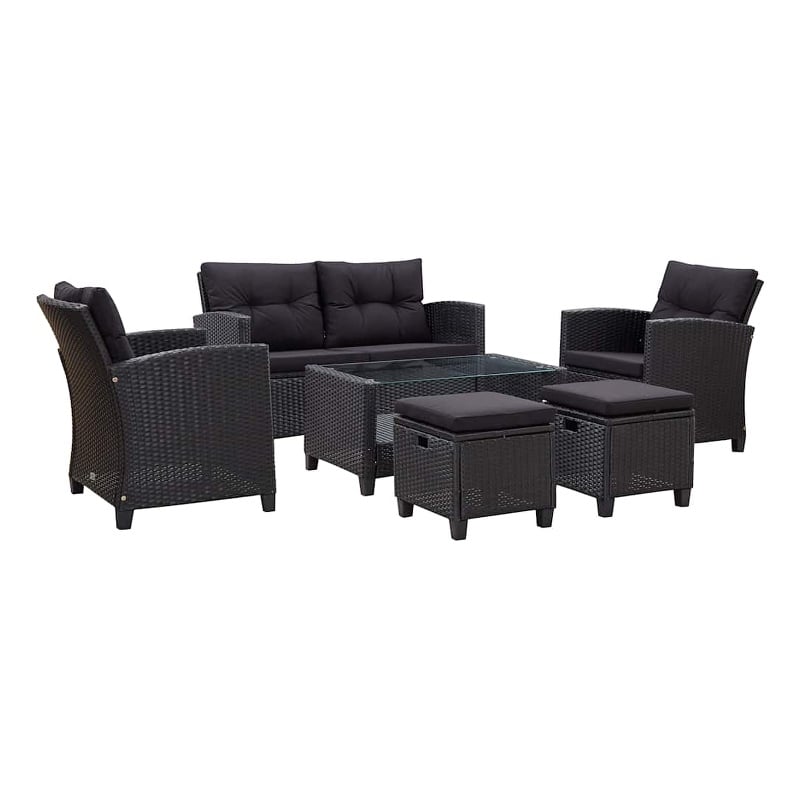 vidaXL 6 Pcs Garden Sofa Set in Black