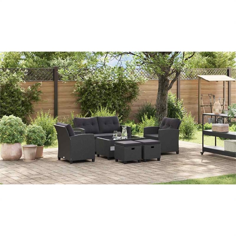 vidaXL 6 Pcs Garden Sofa Set in Black