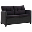 vidaXL 2-Seater Lightweight Poly Rattan Garden Sofa in Black