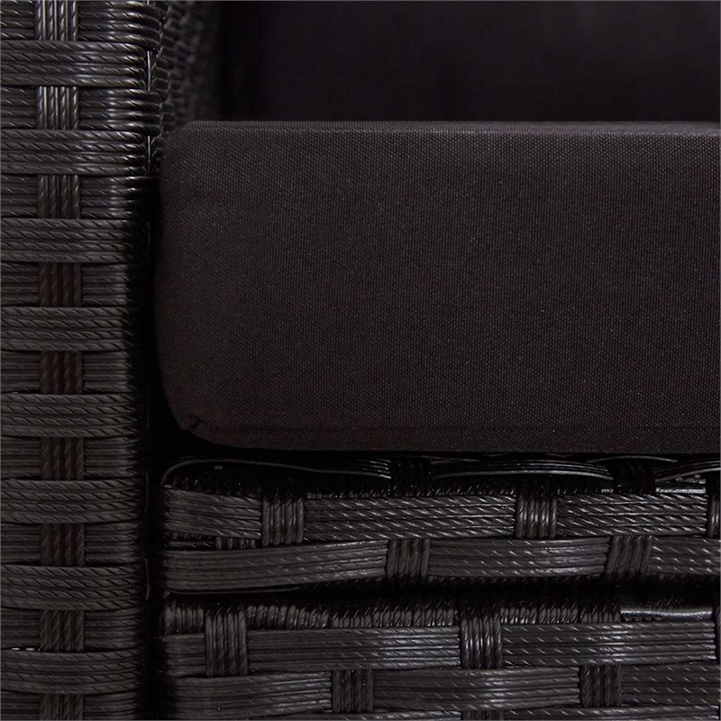 vidaXL 2-Seater Lightweight Poly Rattan Garden Sofa in Black