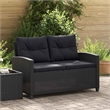vidaXL 2-Seater Lightweight Poly Rattan Garden Sofa in Black
