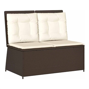 vidaXL Medium Poly Rattan Reclining Patio Bench in Brown