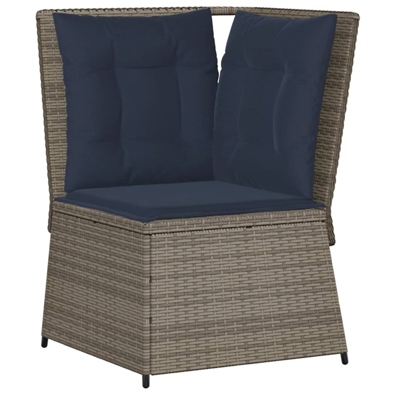 vidaXL Medium PE Rattan And Powder-Coated Steel Patio Sofa in Grey And Navy Blue