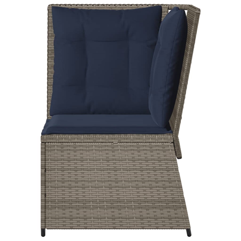 vidaXL Medium PE Rattan And Powder-Coated Steel Patio Sofa in Grey And Navy Blue