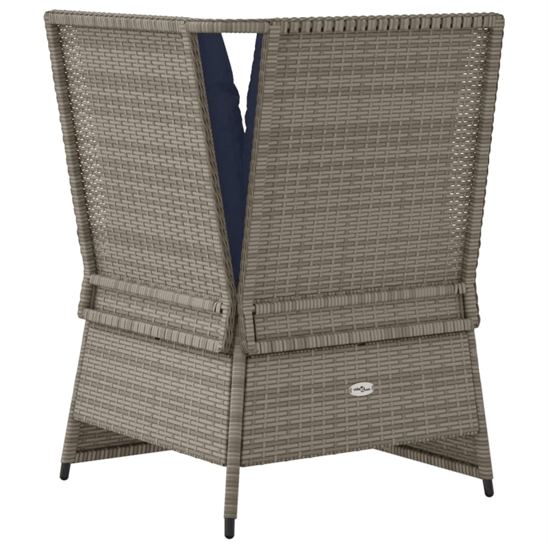 vidaXL Medium PE Rattan And Powder-Coated Steel Patio Sofa in Grey And Navy Blue