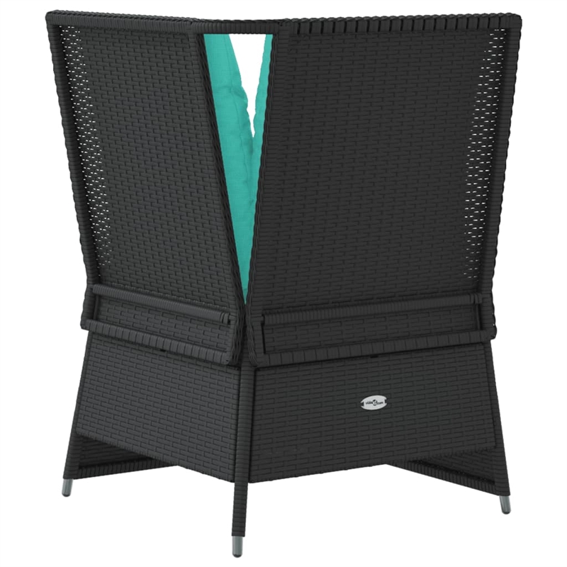 vidaXL Compact PE Rattan Patio Sofa With Adjustable Feet in Black