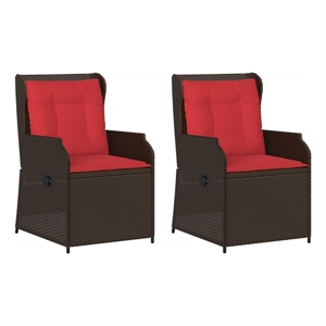 vidaXL Reclining Patio Chair Set of 2 in Brown And Red