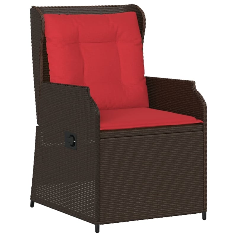 vidaXL Reclining Patio Chair Set of 2 in Brown And Red