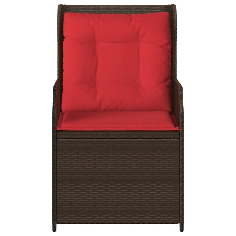 vidaXL Reclining Patio Chair Set of 2 in Brown And Red