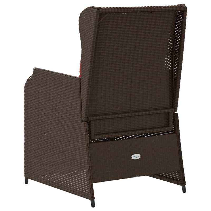 vidaXL Reclining Patio Chair Set of 2 in Brown And Red