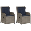 vidaXL Reclining Patio Chair Set of 2 Medium PE Rattan in Grey