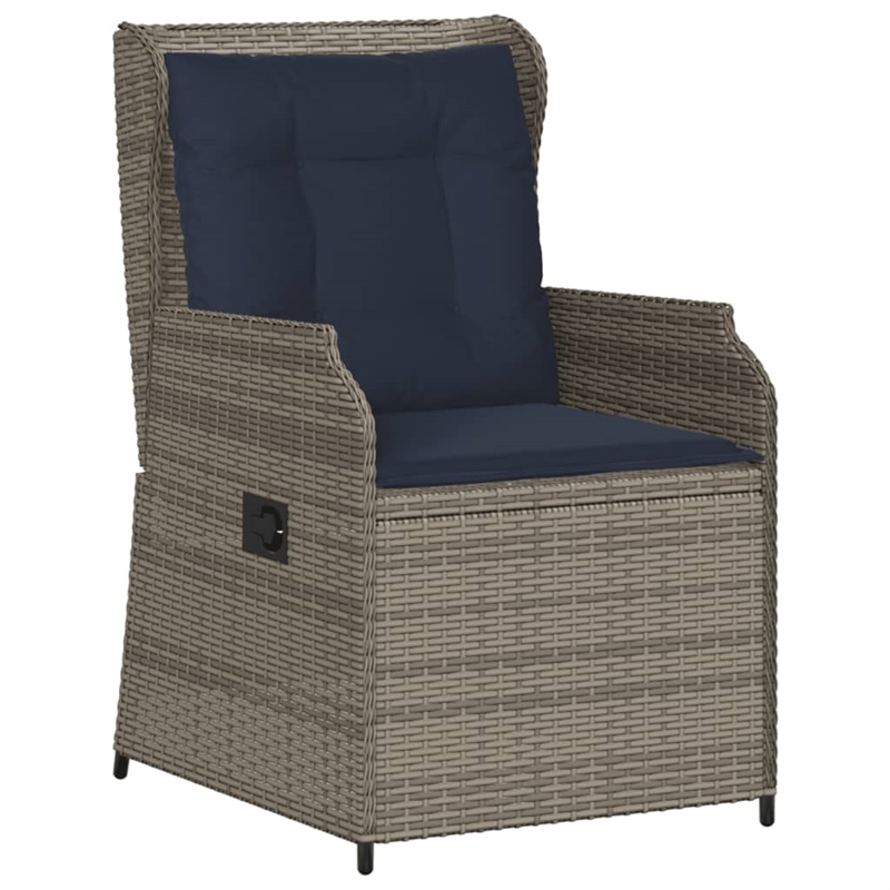vidaXL Reclining Patio Chair Set of 2 Medium PE Rattan in Grey