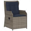 vidaXL Reclining Patio Chair Set of 2 Medium PE Rattan in Grey