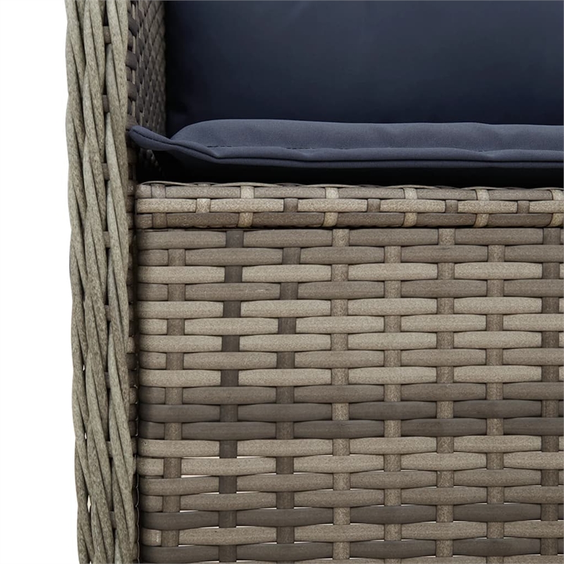 vidaXL Reclining Patio Chair Set of 2 Medium PE Rattan in Grey