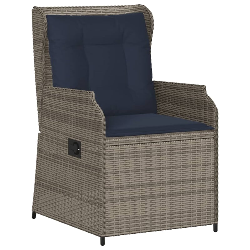 vidaXL Reclining Patio Chair Set of 2 Medium PE Rattan in Grey