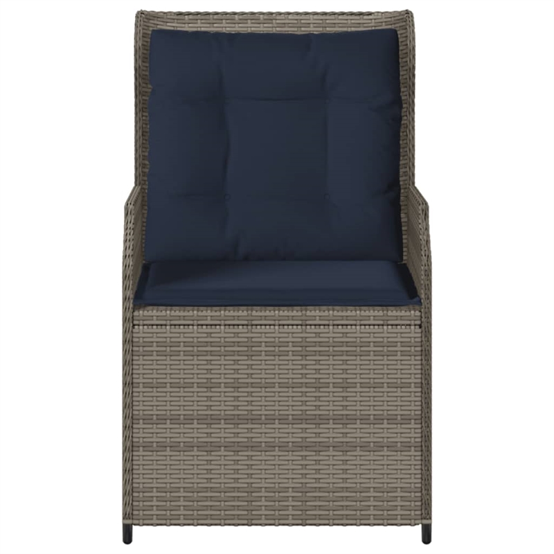 vidaXL Reclining Patio Chair Set of 2 Medium PE Rattan in Grey