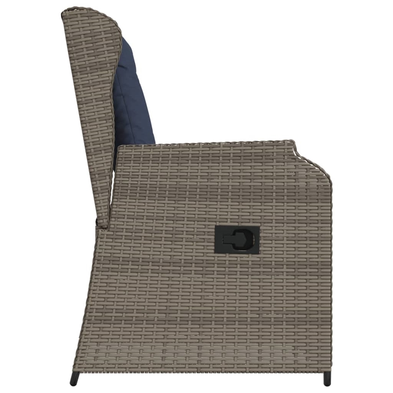 vidaXL Reclining Patio Chair Set of 2 Medium PE Rattan in Grey
