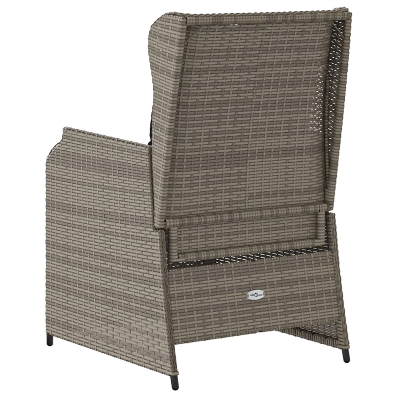vidaXL Reclining Patio Chair Set of 2 Medium PE Rattan in Grey