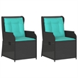 vidaXL Reclining Patio Chair Set of 2 Standard PE Rattan in Black