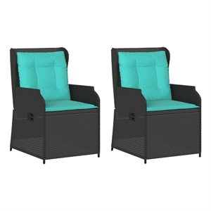 vidaXL Reclining Patio Chair Set of 2 Standard PE Rattan in Black