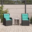 vidaXL Reclining Patio Chair Set of 2 Standard PE Rattan in Black