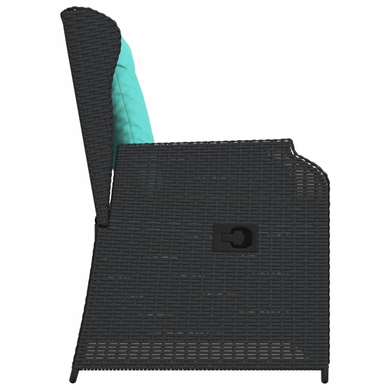 vidaXL Reclining Patio Chair Set of 2 Standard PE Rattan in Black