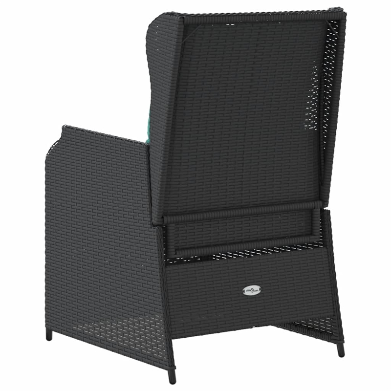 vidaXL Reclining Patio Chair Set of 2 Standard PE Rattan in Black