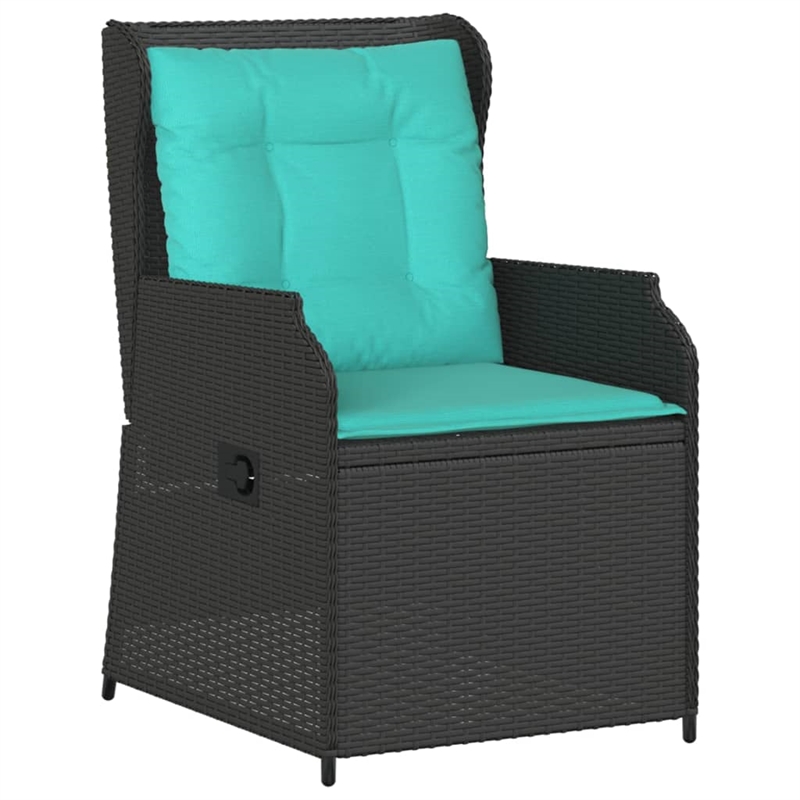 vidaXL Reclining Patio Chair Set of 2 Standard PE Rattan in Black