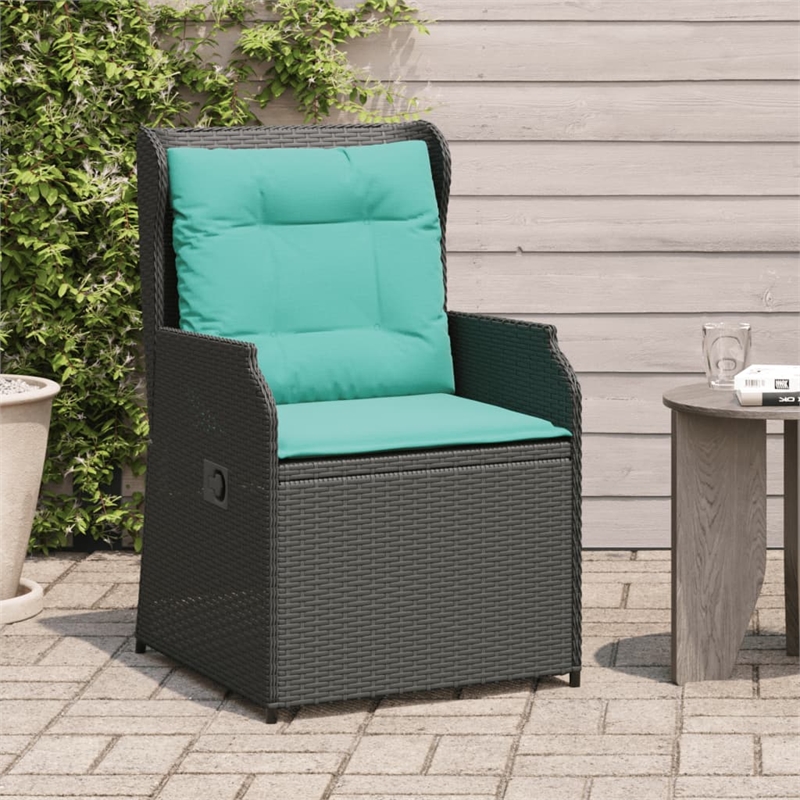 vidaXL Reclining Patio Chair Set of 2 Standard PE Rattan in Black