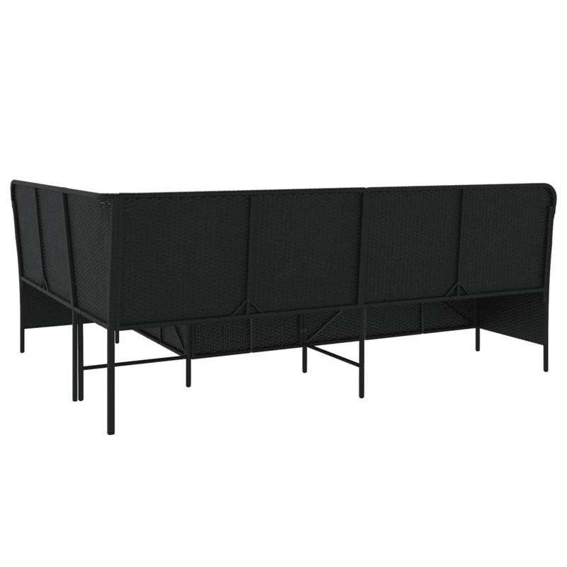 vidaXL L-Shaped Patio Sofa With Cushions in Cream White and Black Poly Rattan