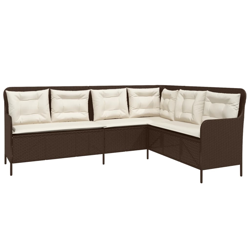 vidaXL Poly Rattan & Powder-Coated Steel & Polyester Patio Sofa in Brown