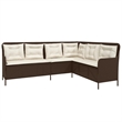 vidaXL Poly Rattan & Powder-Coated Steel & Polyester Patio Sofa in Brown