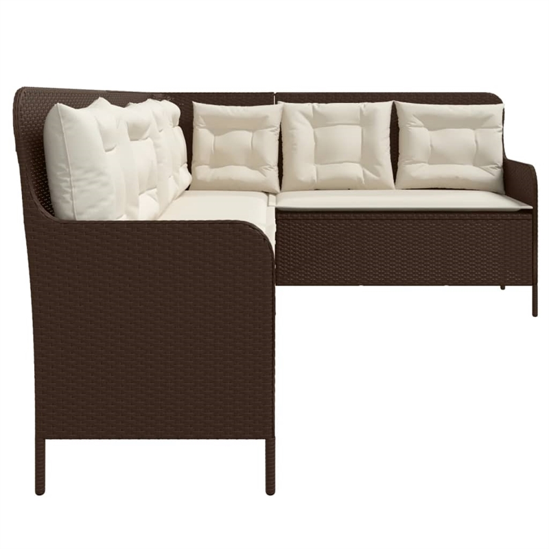 vidaXL Poly Rattan & Powder-Coated Steel & Polyester Patio Sofa in Brown