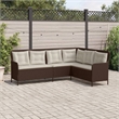 vidaXL Poly Rattan & Powder-Coated Steel & Polyester Patio Sofa in Brown