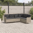 vidaXL L-Shaped Patio Sofa With Cushions in Dark Grey and Light Gray Poly Rattan