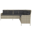 vidaXL L-Shaped Patio Sofa With Cushions in Dark Grey and Light Gray Poly Rattan