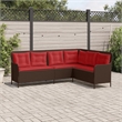 vidaXL Poly Rattan & Powder-Coated Steel & Polyester Patio Sofa in Brown & Red