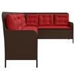 vidaXL Poly Rattan & Powder-Coated Steel & Polyester Patio Sofa in Brown & Red