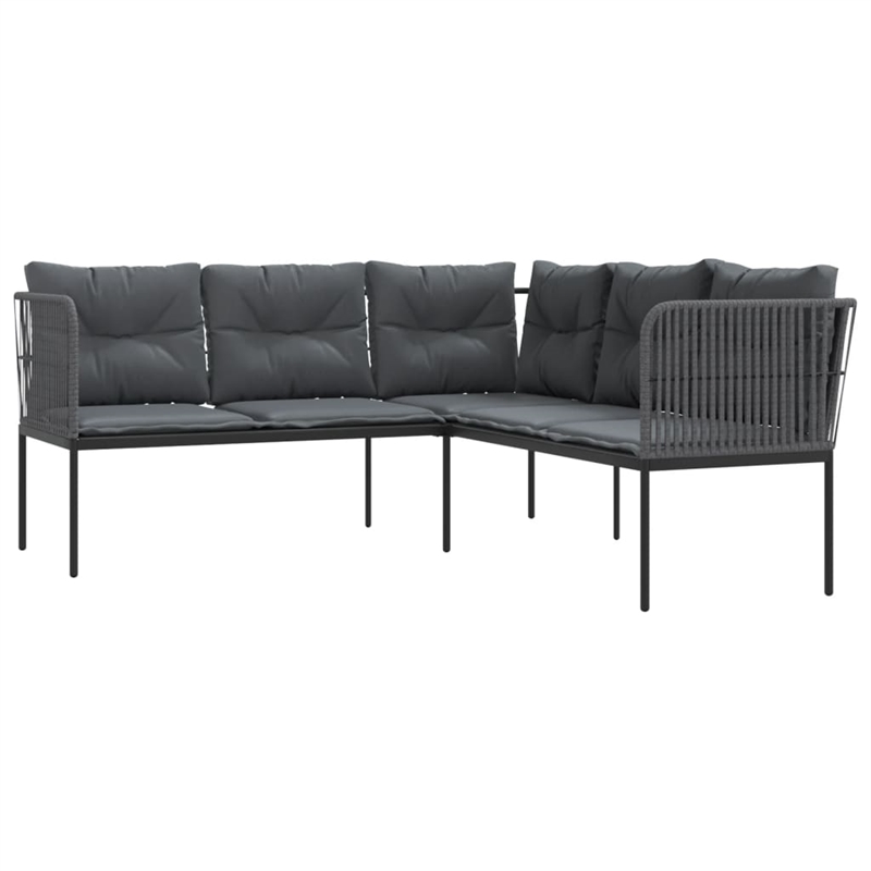 vidaXL Powder-Coated Steel & Textilene Fabric Garden Sofa in Black & Anthracite