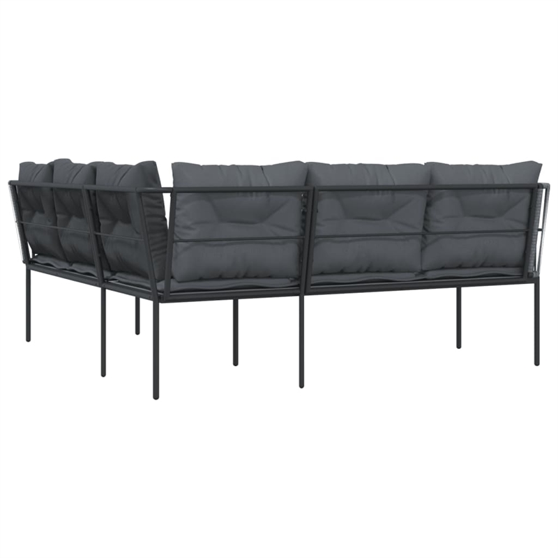 vidaXL Powder-Coated Steel & Textilene Fabric Garden Sofa in Black & Anthracite
