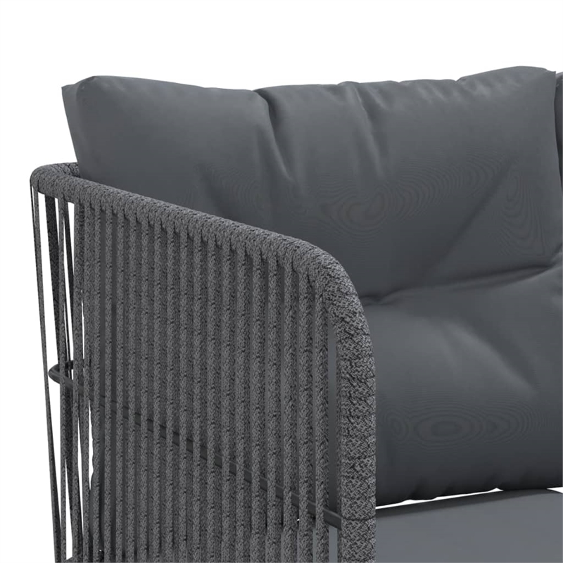 vidaXL Powder-Coated Steel & Textilene Fabric Garden Sofa in Black & Anthracite