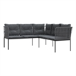 vidaXL Powder-Coated Steel & Textilene Fabric Garden Sofa in Black & Anthracite
