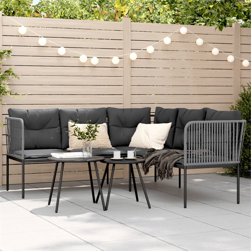 vidaXL Powder-Coated Steel & Textilene Fabric Garden Sofa in Black & Anthracite