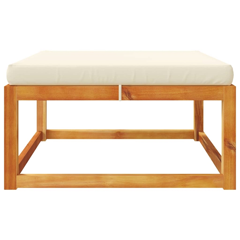 vidaXL Solid Acacia Wood Garden Footstool With Oil Finish in Cream/White