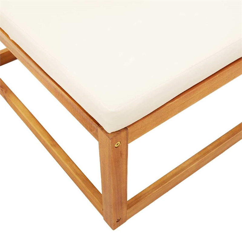vidaXL Solid Acacia Wood Garden Footstool With Oil Finish in Cream/White