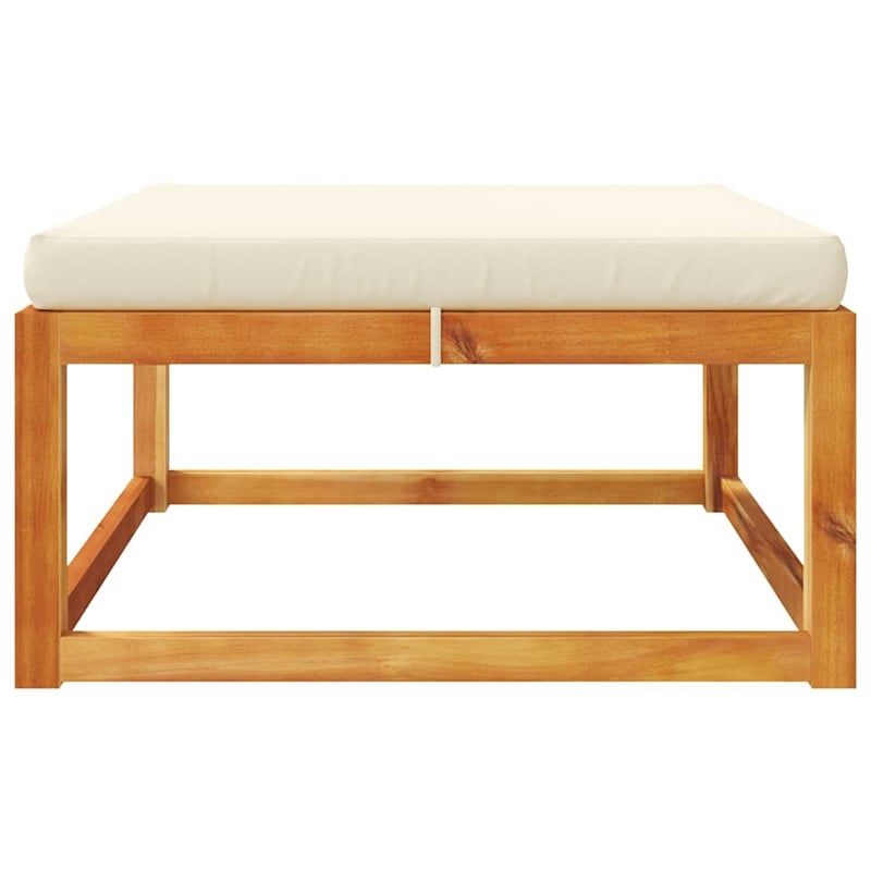 vidaXL Solid Acacia Wood Garden Footstool With Oil Finish in Cream/White